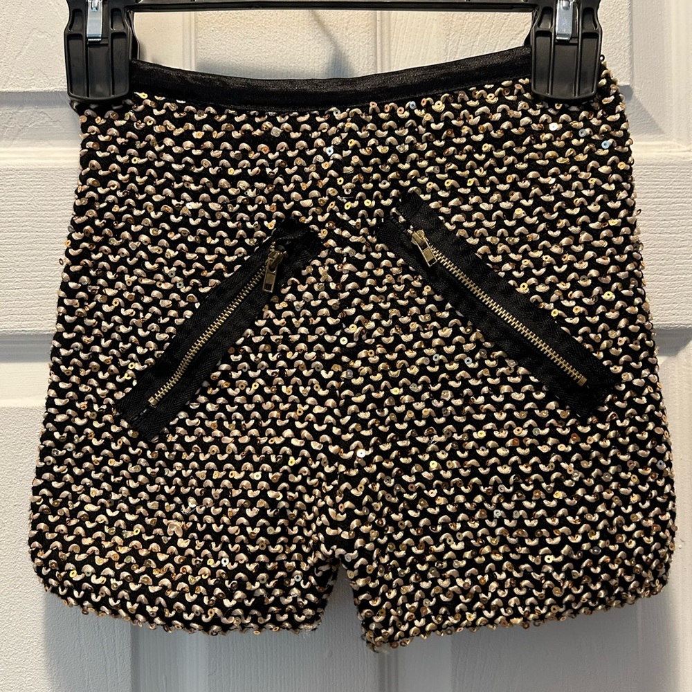 Cover stitched Gold sequin shorts
